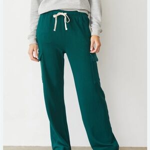 Green Track Pants with Drawstring Waist and Relaxed Fit